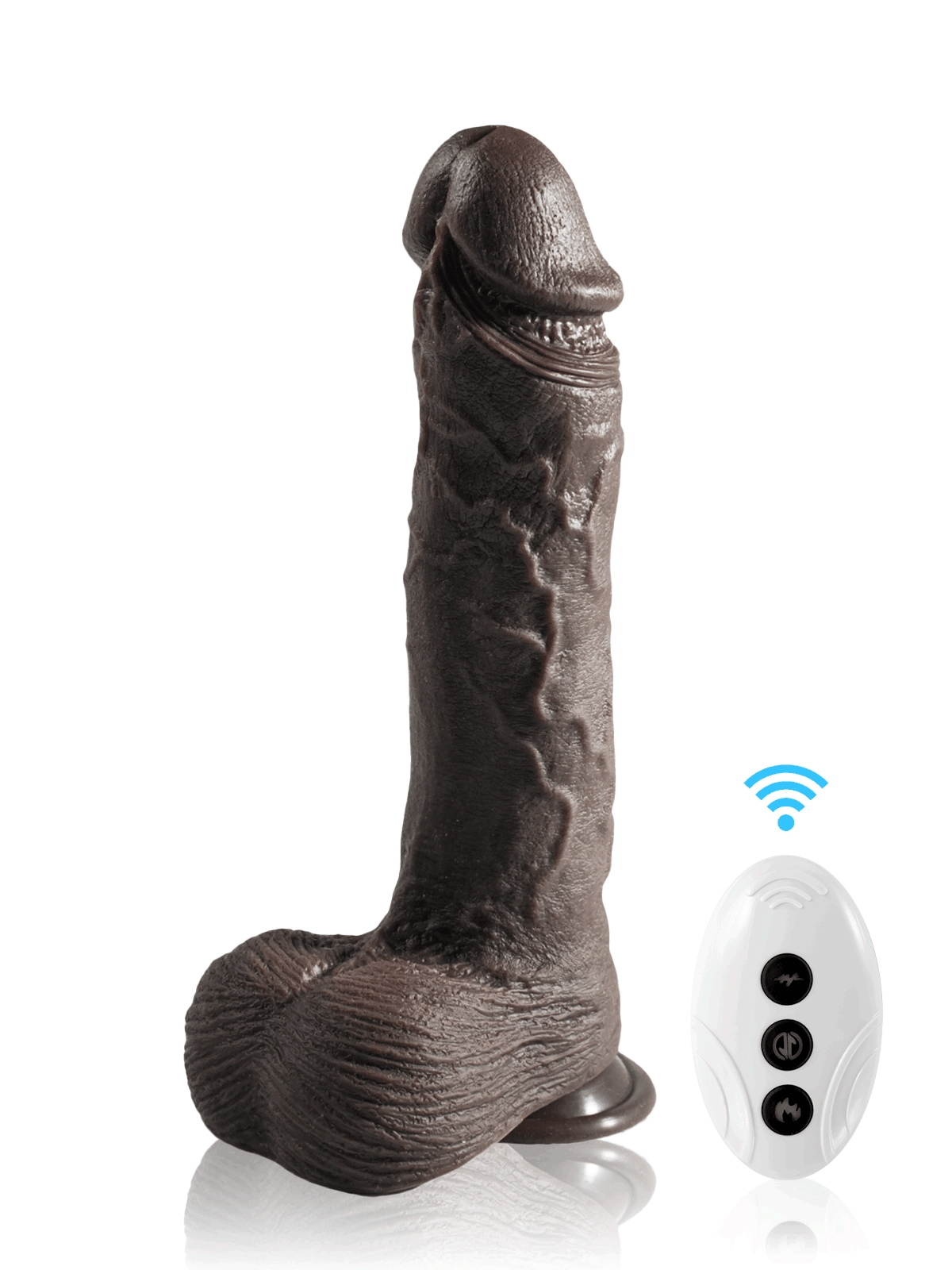 Adrian - Grote Zwarte Dildo met 7 Stuwmodi en 3 Vibratiemodi - 26,5 cm