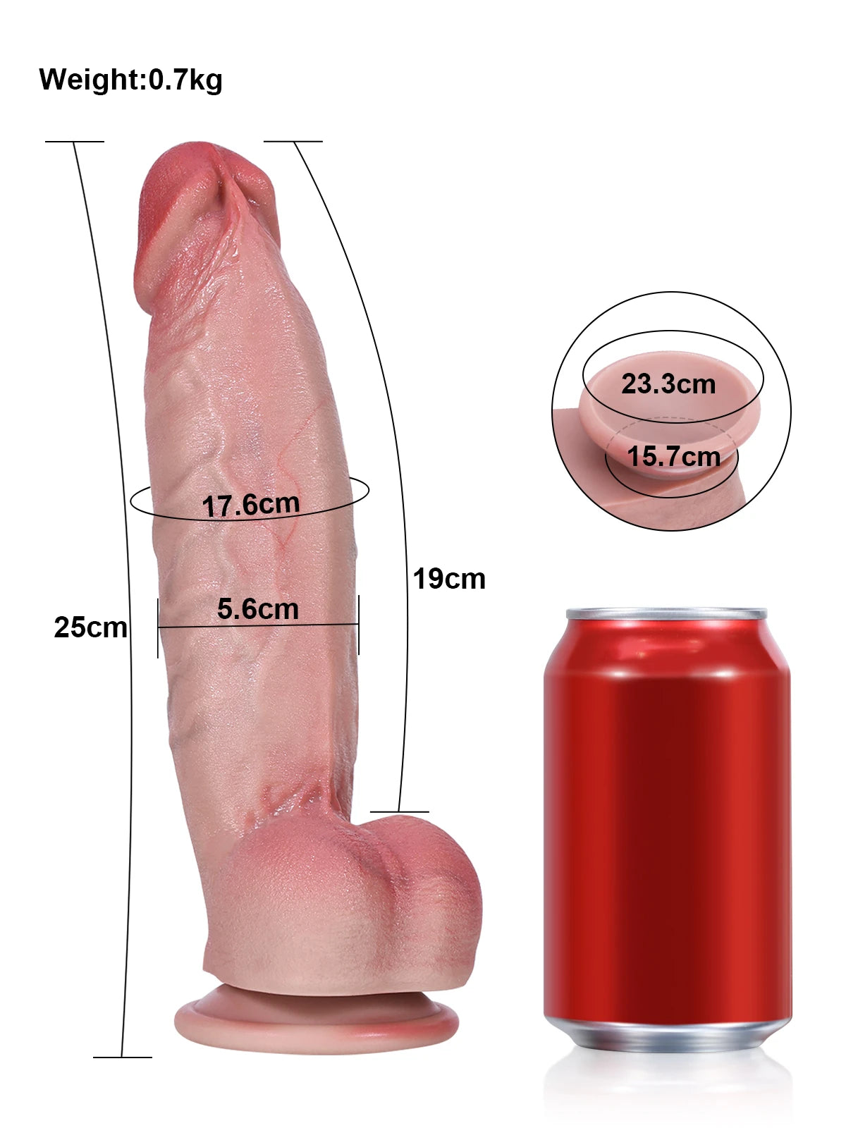 Anders - Realistische Dikke Korte Dildo met Zachte Huid - 25 cm