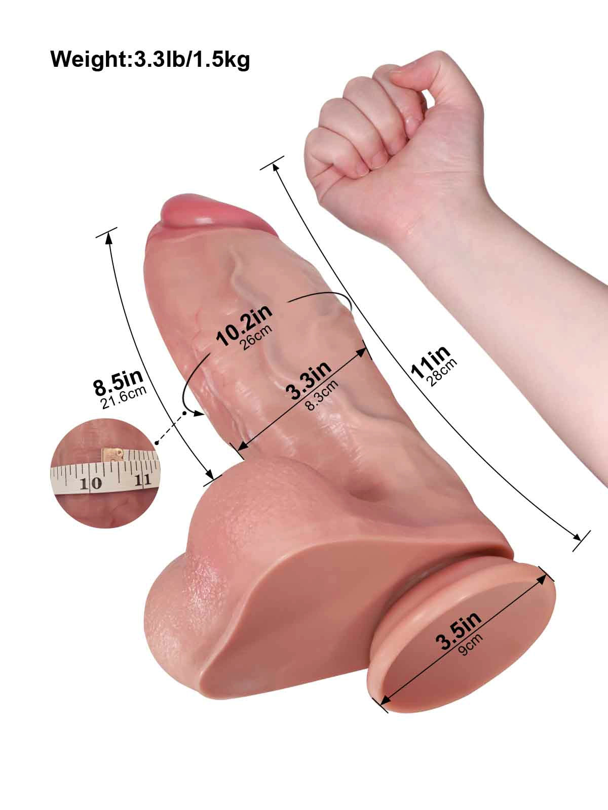 Austin - Extra Grote Realistische Dildo met Dikke Aders - 28 cm