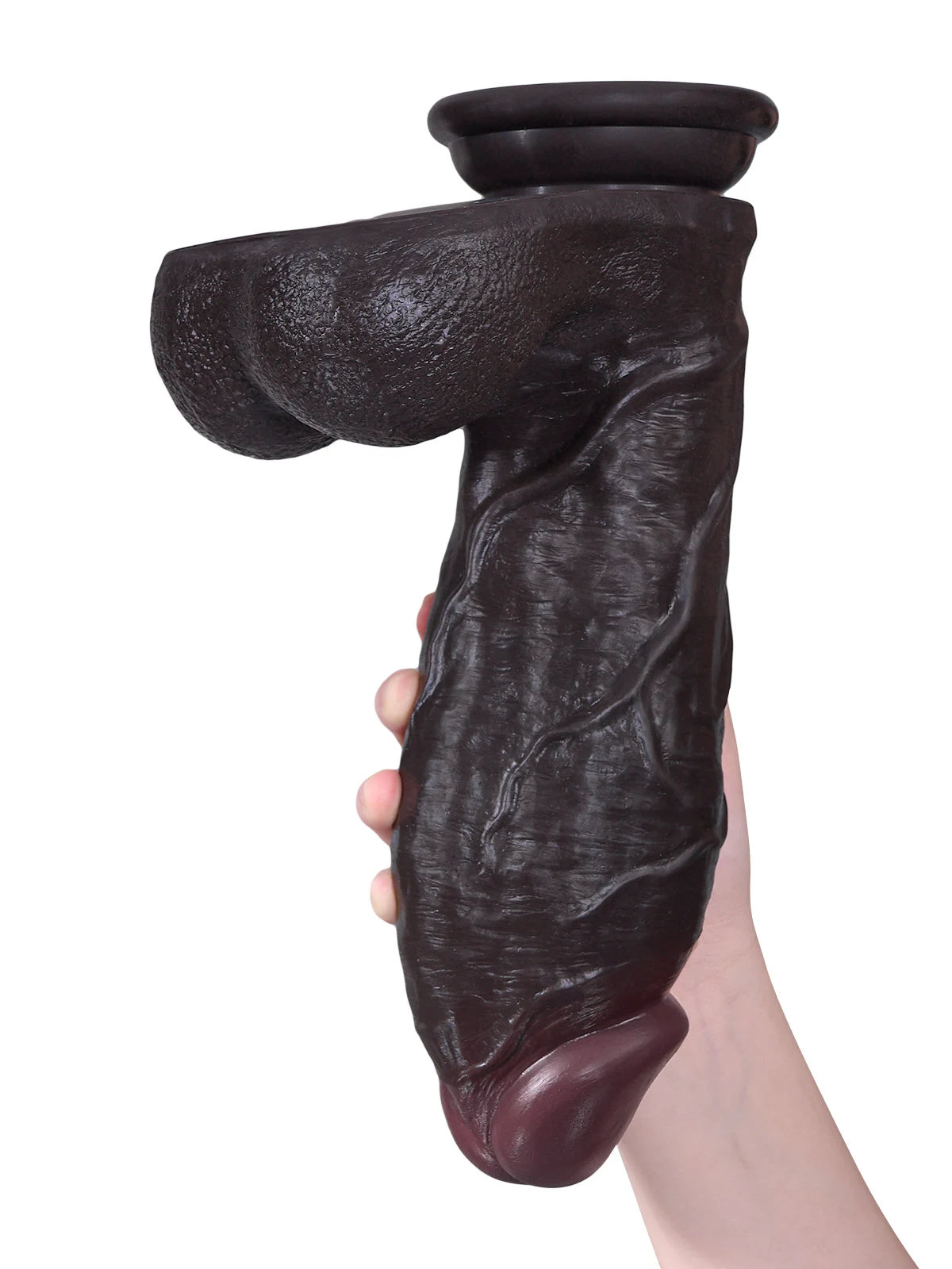 Austin - Zwarte Extra Dikke Realistische Dildo met Dorsale Richel - 28 cm