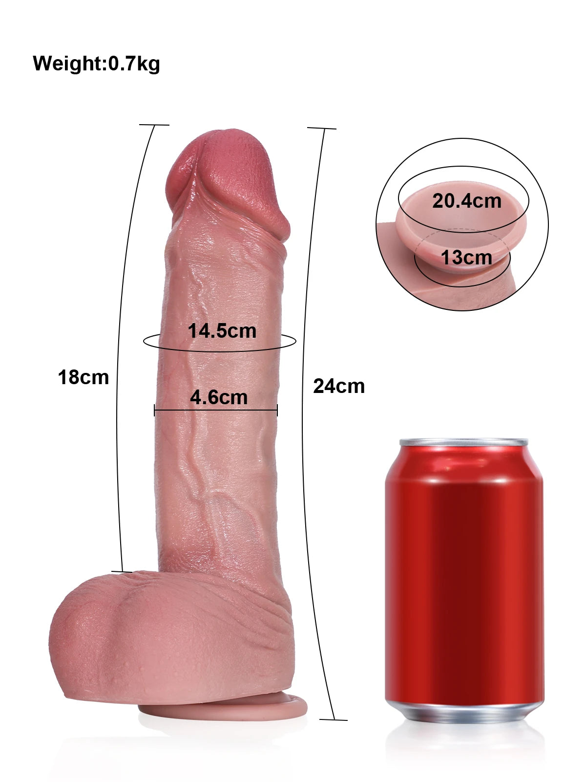 Brandon - Realistische Rechte Dildo met Zachte Huid en Beweegbare Ballen - 24 cm