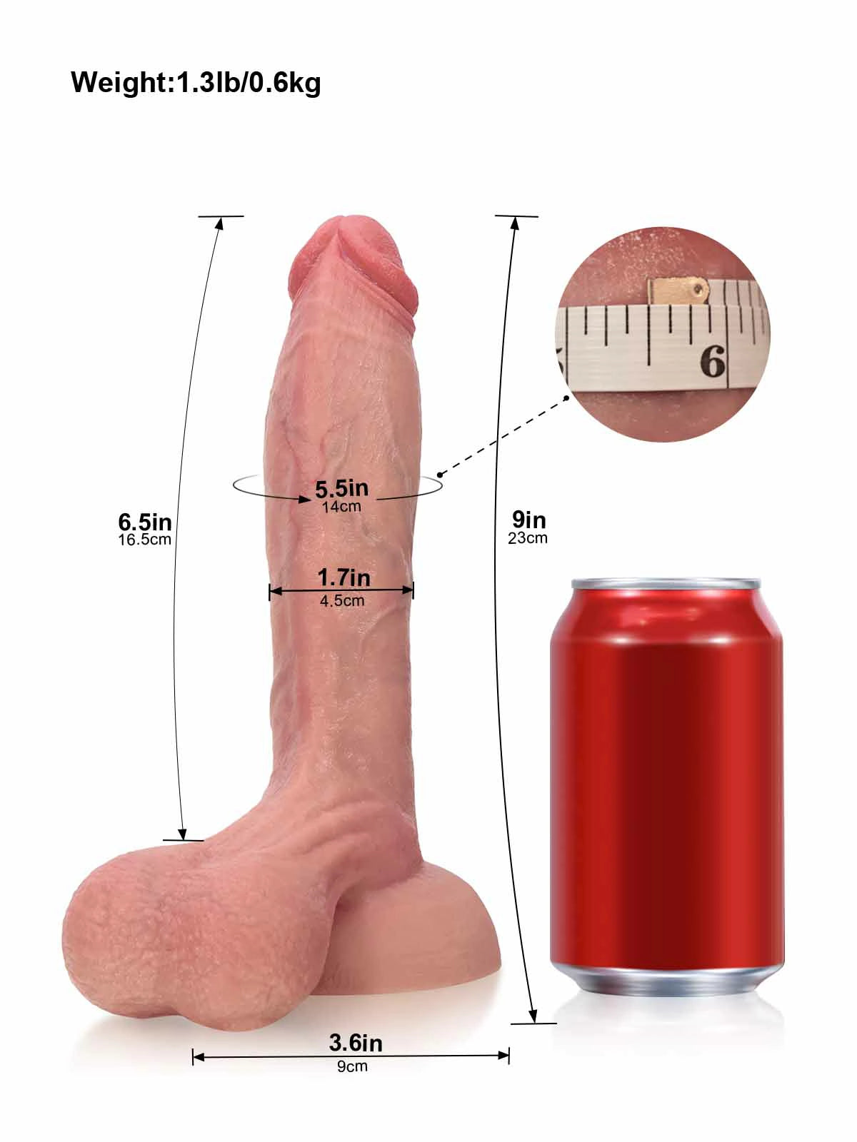 Caleb - Realistische Dubbele-Dichtheid Dildo met Beweegbare Testikels en Zuignap - 23 cm