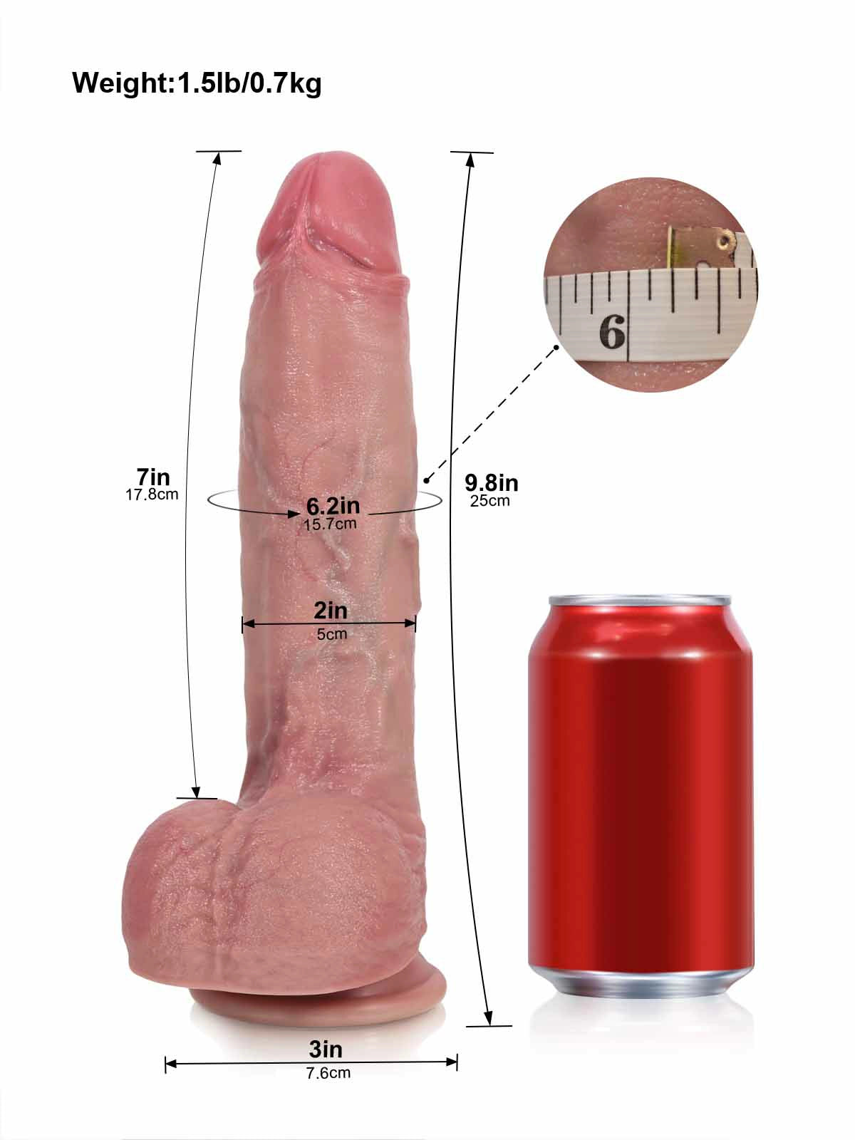 Dante - Levensechte Stotende Dildo met Voorhuid en Vibratie - 25 cm