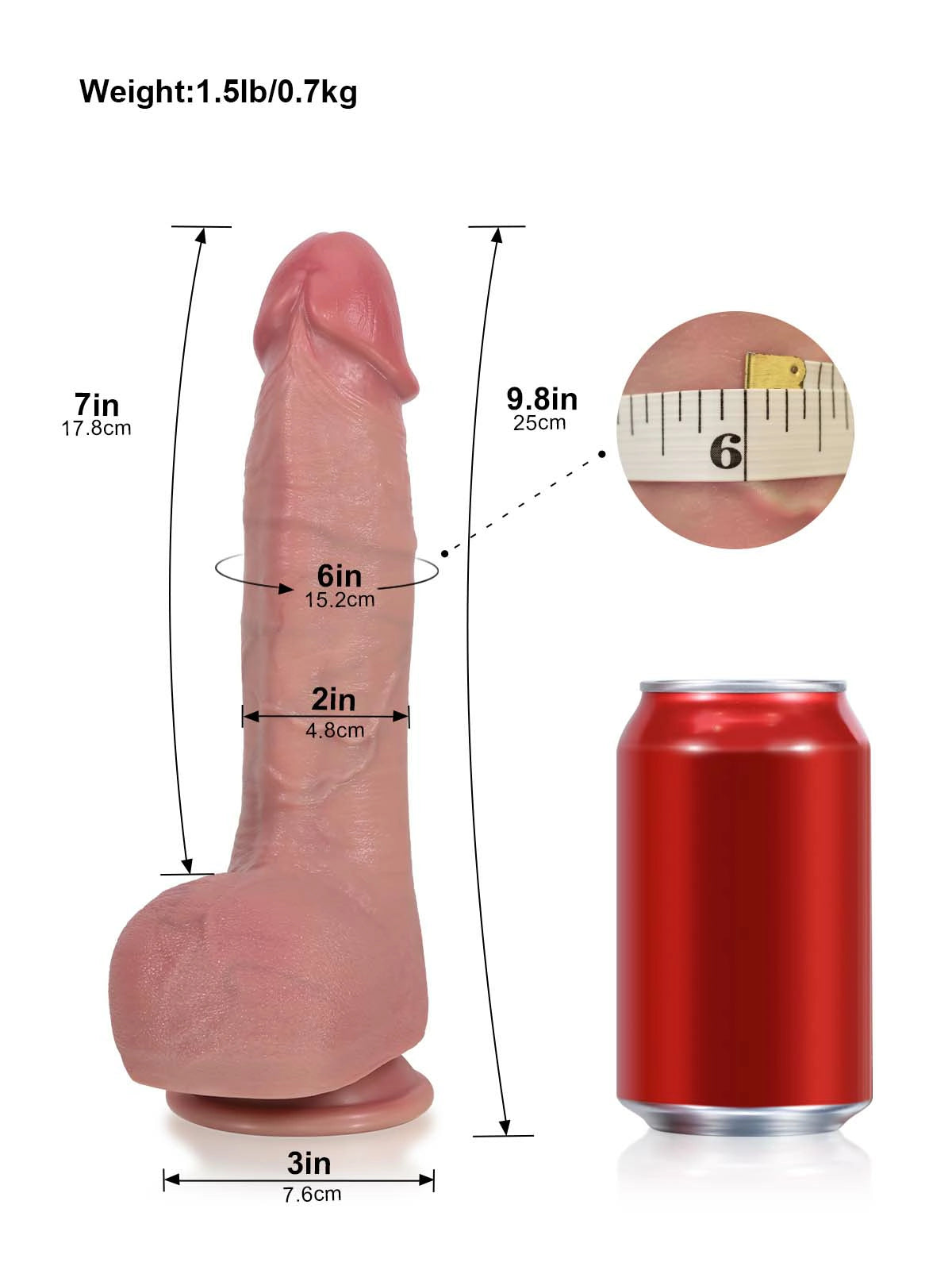 Dominic - Realistische Stotende Dildo met Rechte Schacht en Verwarming - 25 cm