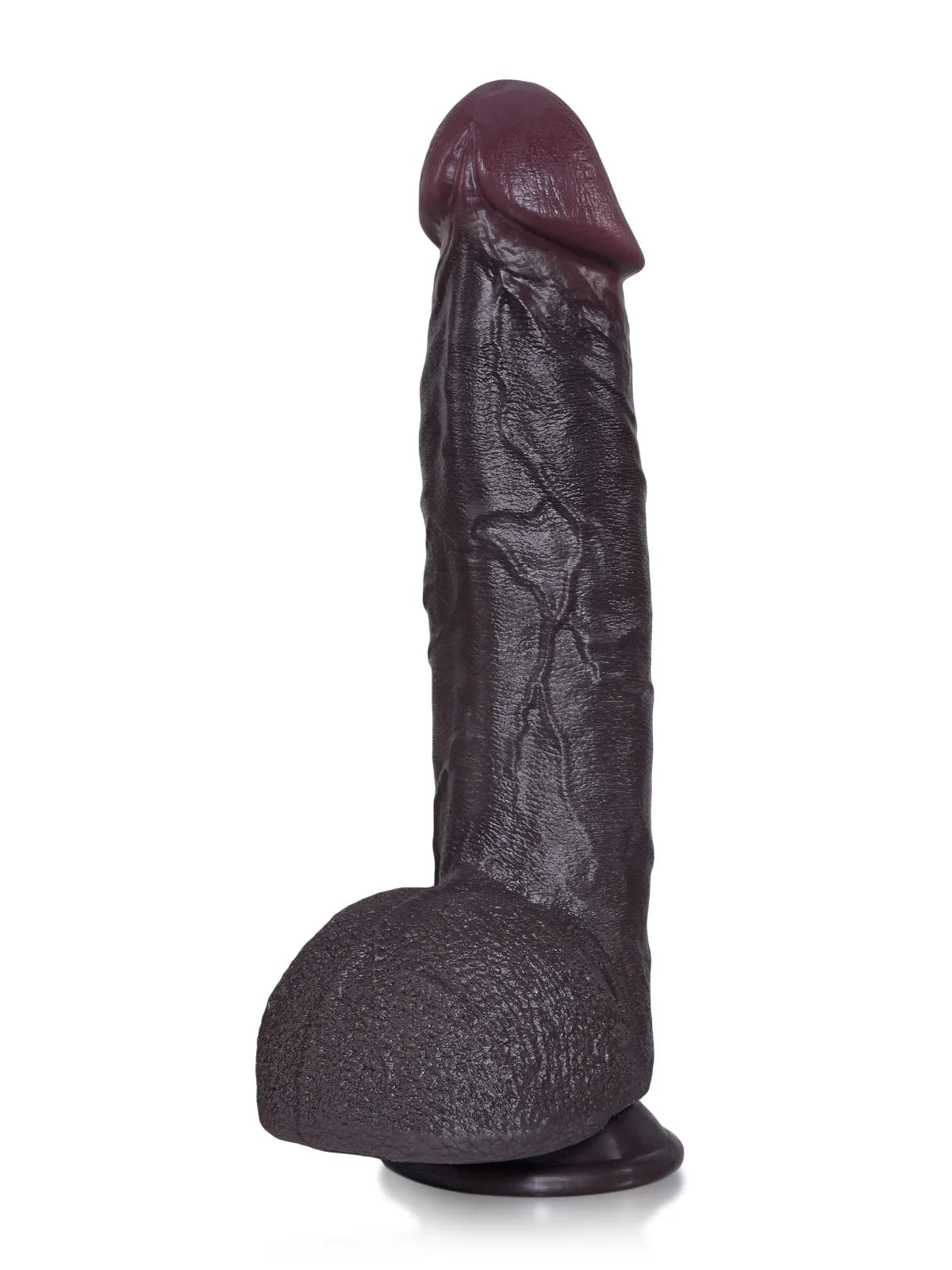 Elias - Zwarte Stotende Dildo met Vibratie, Verwarming en Brede Eikel - 27 cm