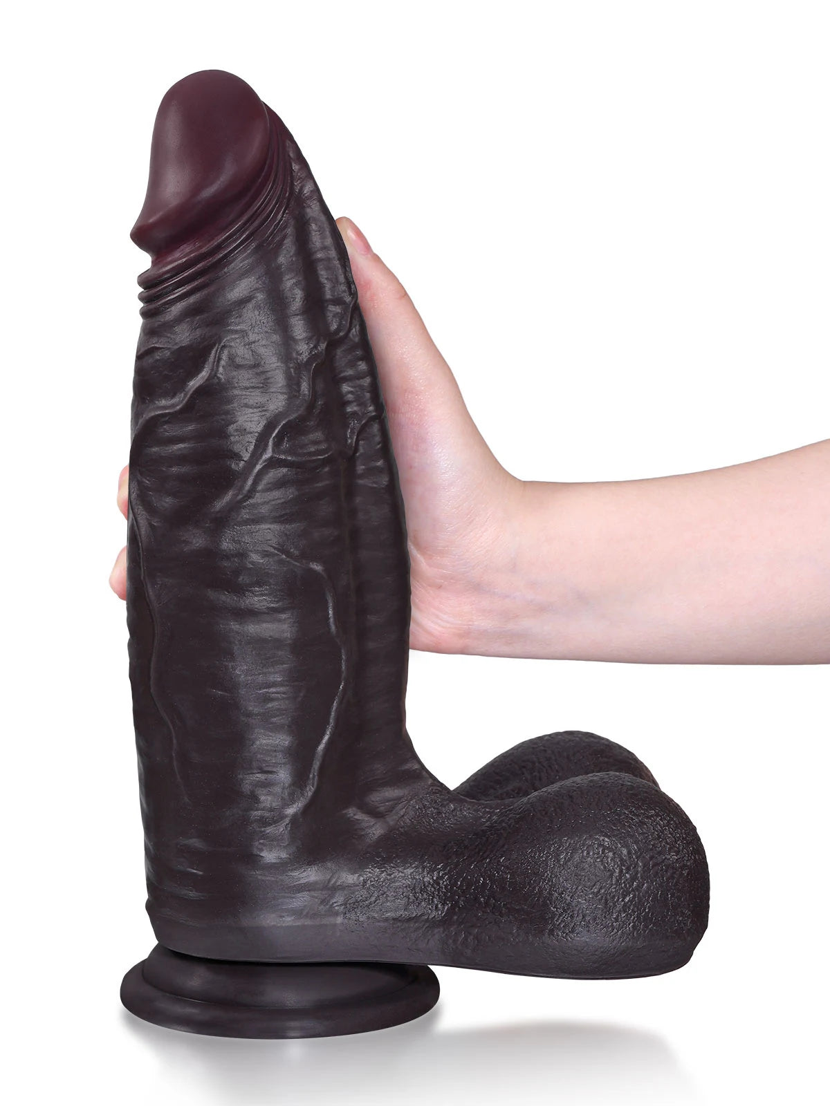 Hugo - Zwarte Grote Dikke Realistische Dildo met Progressief Verdikkend Profiel - 29,2 cm