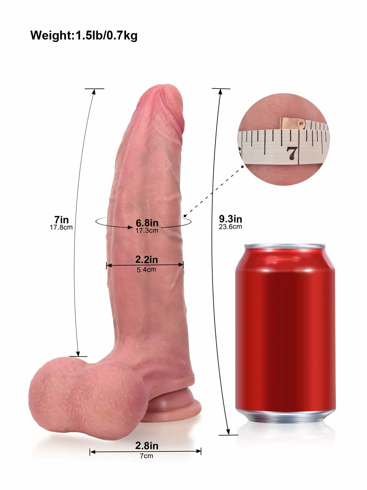 Hunter - Gebogen Realistische Lange Dildo met Dorsale Richel en Zuignap - 23,6 cm