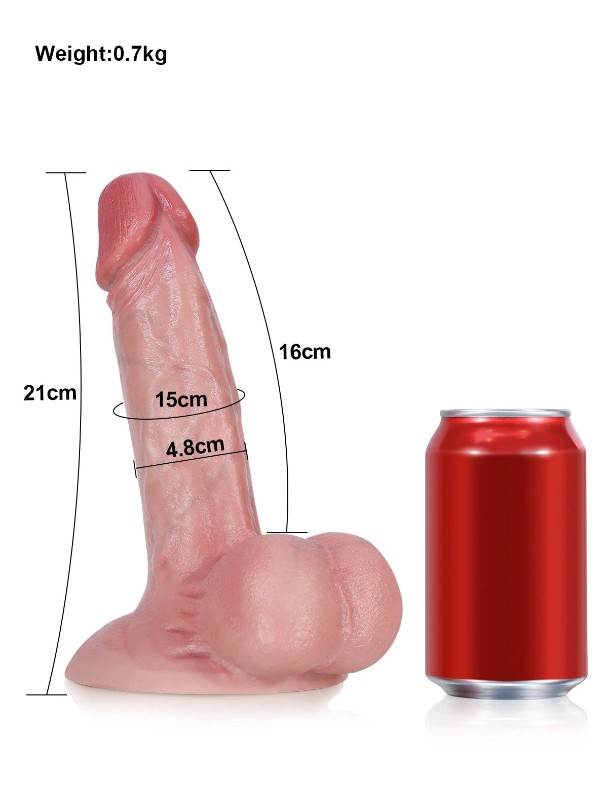 John - Realistische Dildo met Gedetailleerde Textuur en Zuignapbasis - 21 cm