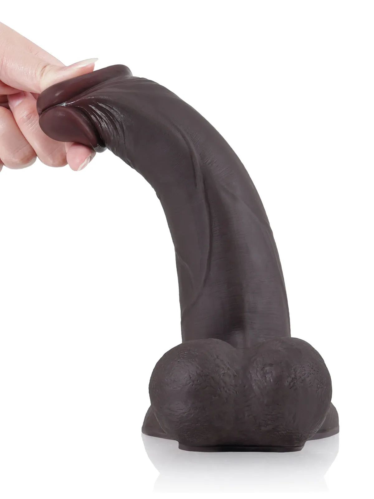 Lichtner - Zwarte Realistische Dildo met Glijdende Huid en Vac-U-Lock Aansluiting - 24 cm