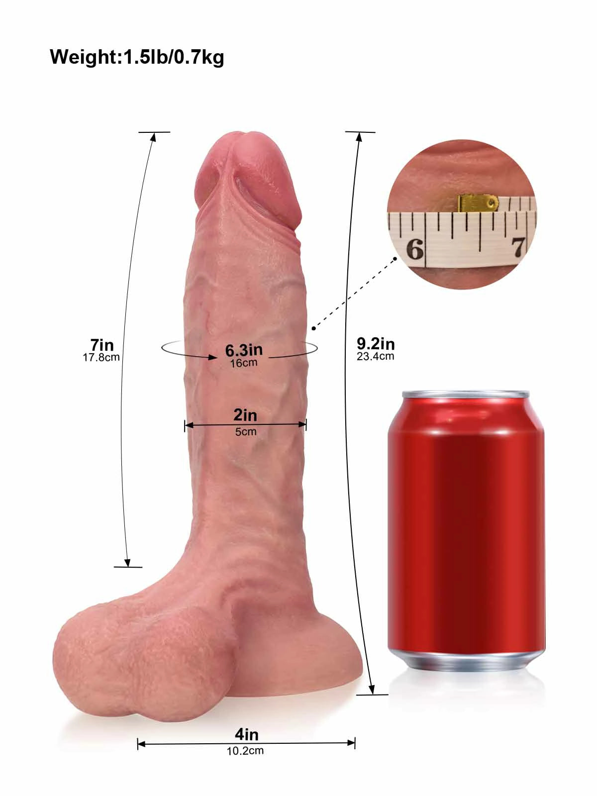 Logan - Realistische Dubbele-Dichtheid Dildo met Grote Eikel en Zuignap - 23,4 cm