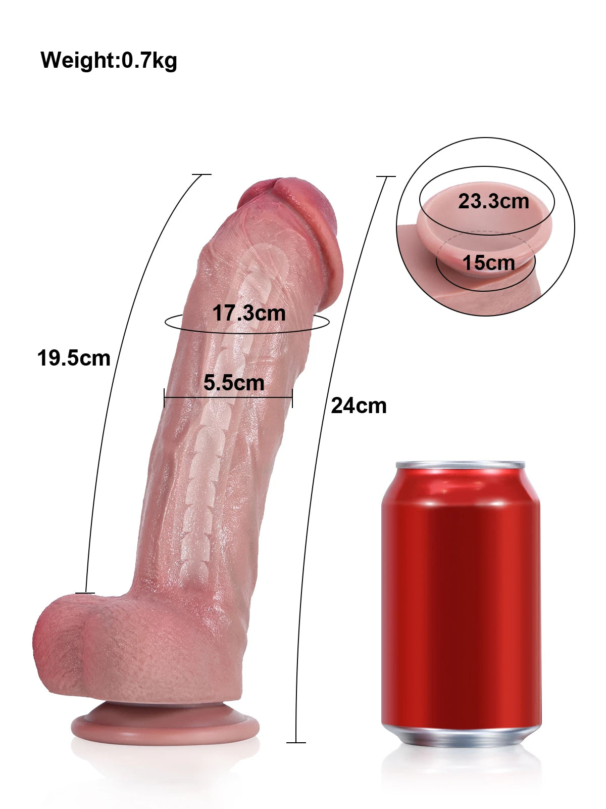 Machete - Flesh G-Spot Curved Dildo met Metalen Kiel - 24 cm