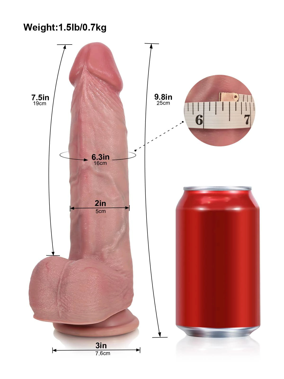 Marco - Realistische Stotende Dildo met Brede Rand en Zuignap - 25 cm