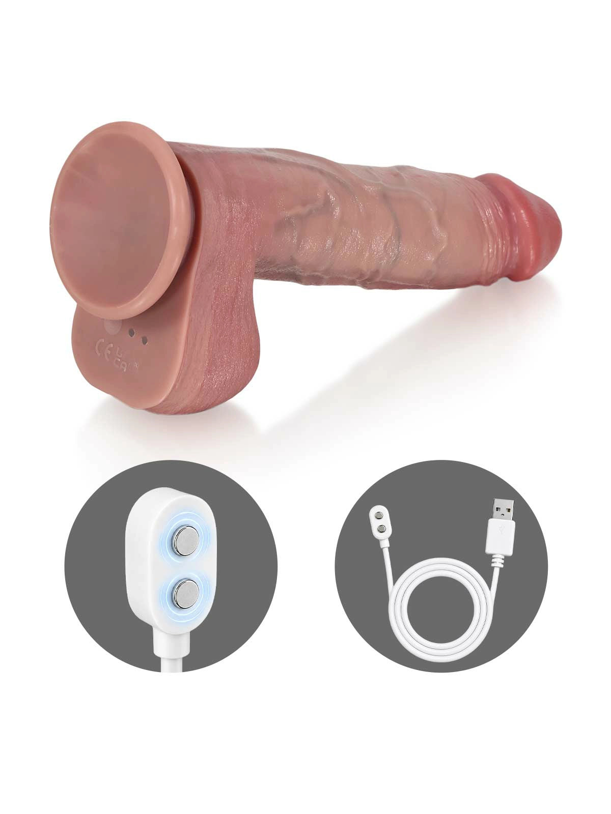Marco - Realistische Stotende Dildo met Brede Rand en Zuignap - 25 cm