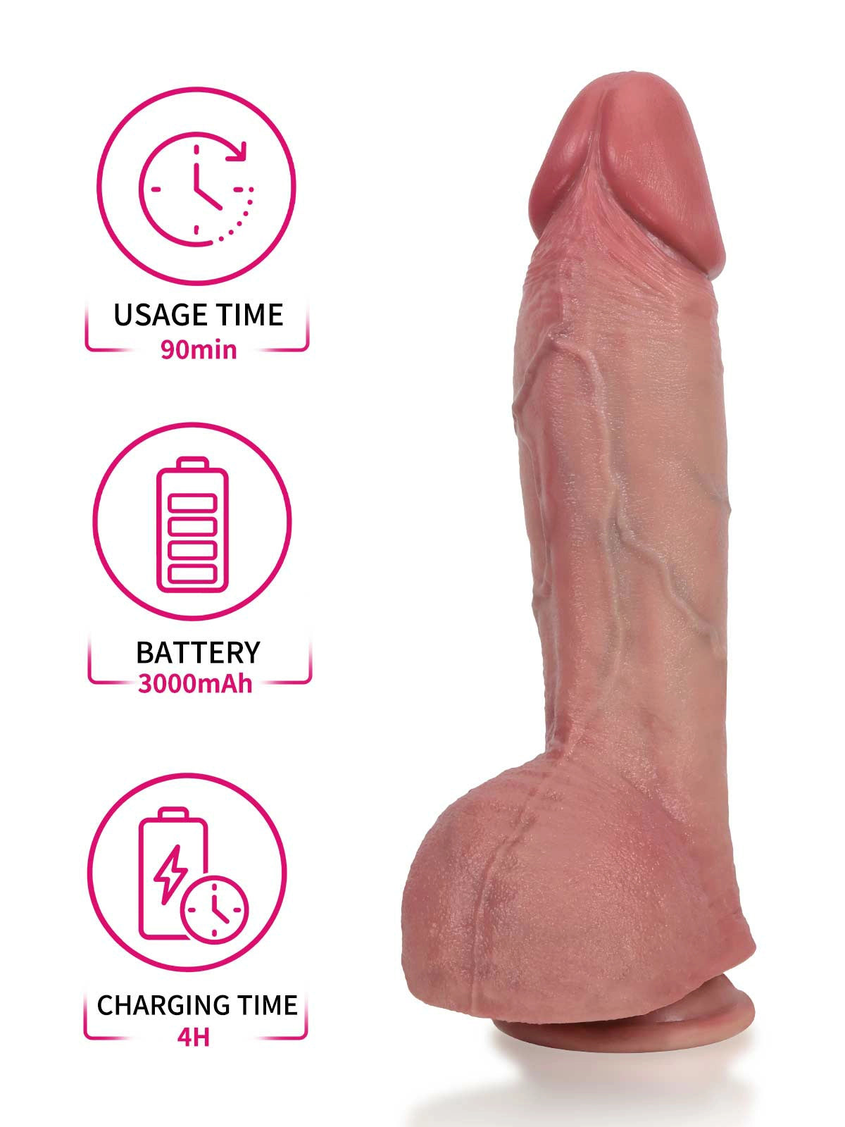 Marcus - Dikke Stotende Dildo met Opwaartse Kromming en Verwarming - 27 cm