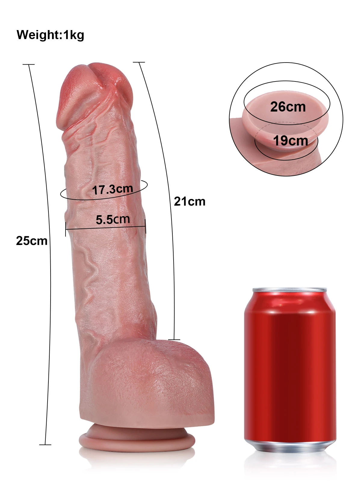 Robin - Grote, Dikke Dildo met Flexibele Metalen Kern - 25 cm/31,5 cn