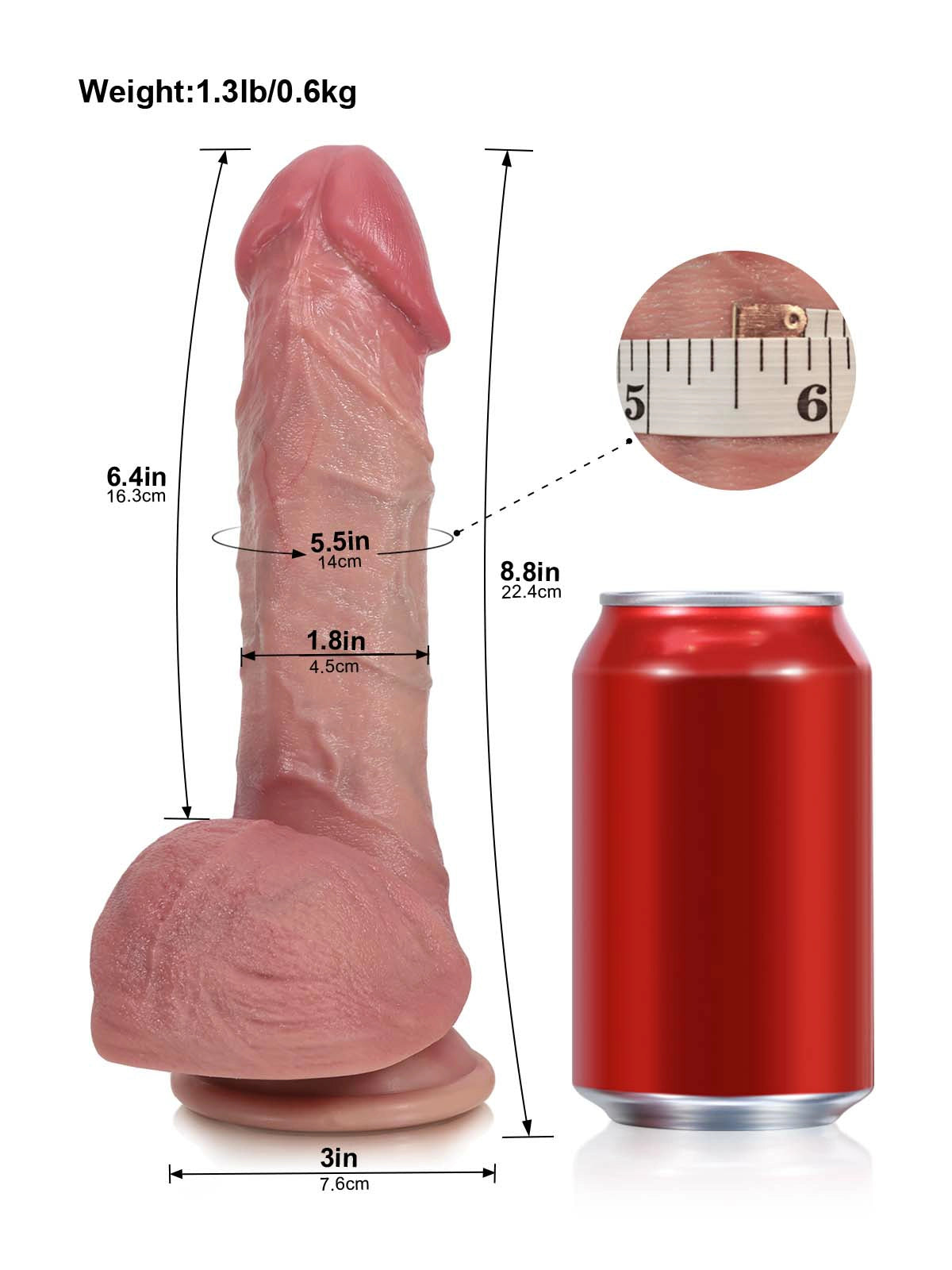 Victor - Stotende Dildo met Vibratie, Verwarming en 9 Standen - 22,4 cm