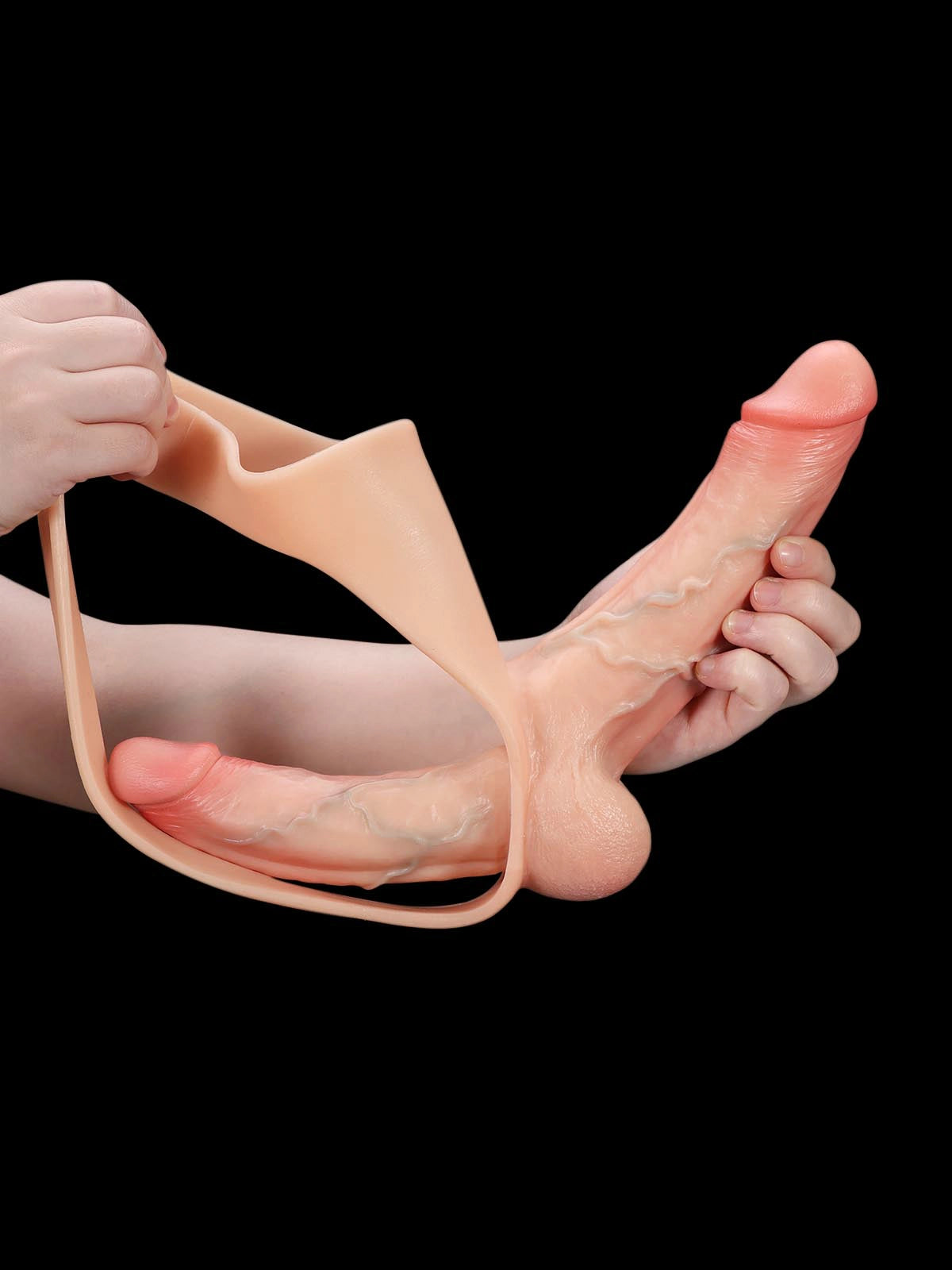 Zorvyn - Voorbind Strap-On met Dubbele Realistische Dildo en Vibrator - 15,5 en 17,8 cm