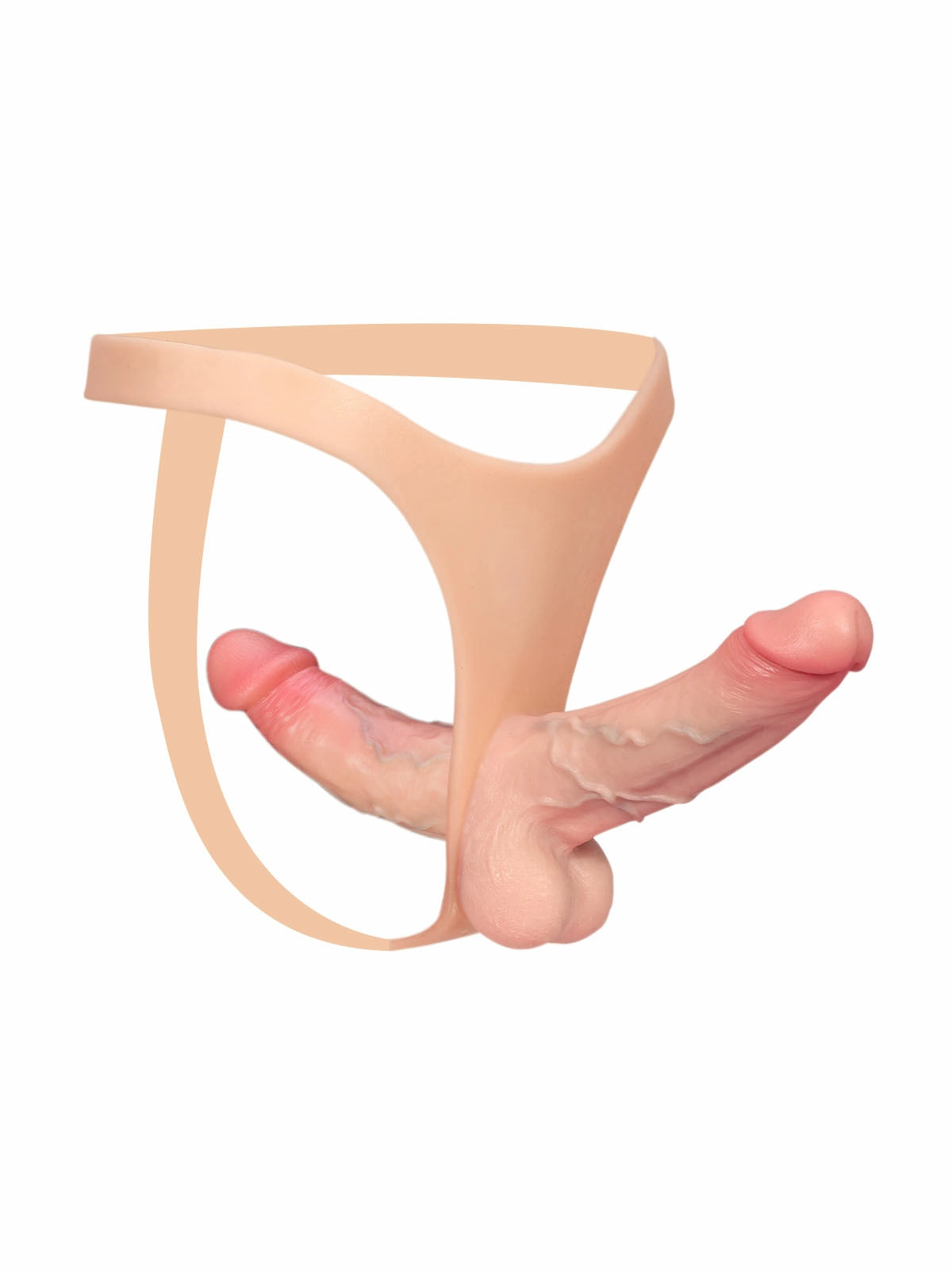Zorvyn - Voorbind Strap-On met Dubbele Realistische Dildo en Vibrator - 15,5 en 17,8 cm
