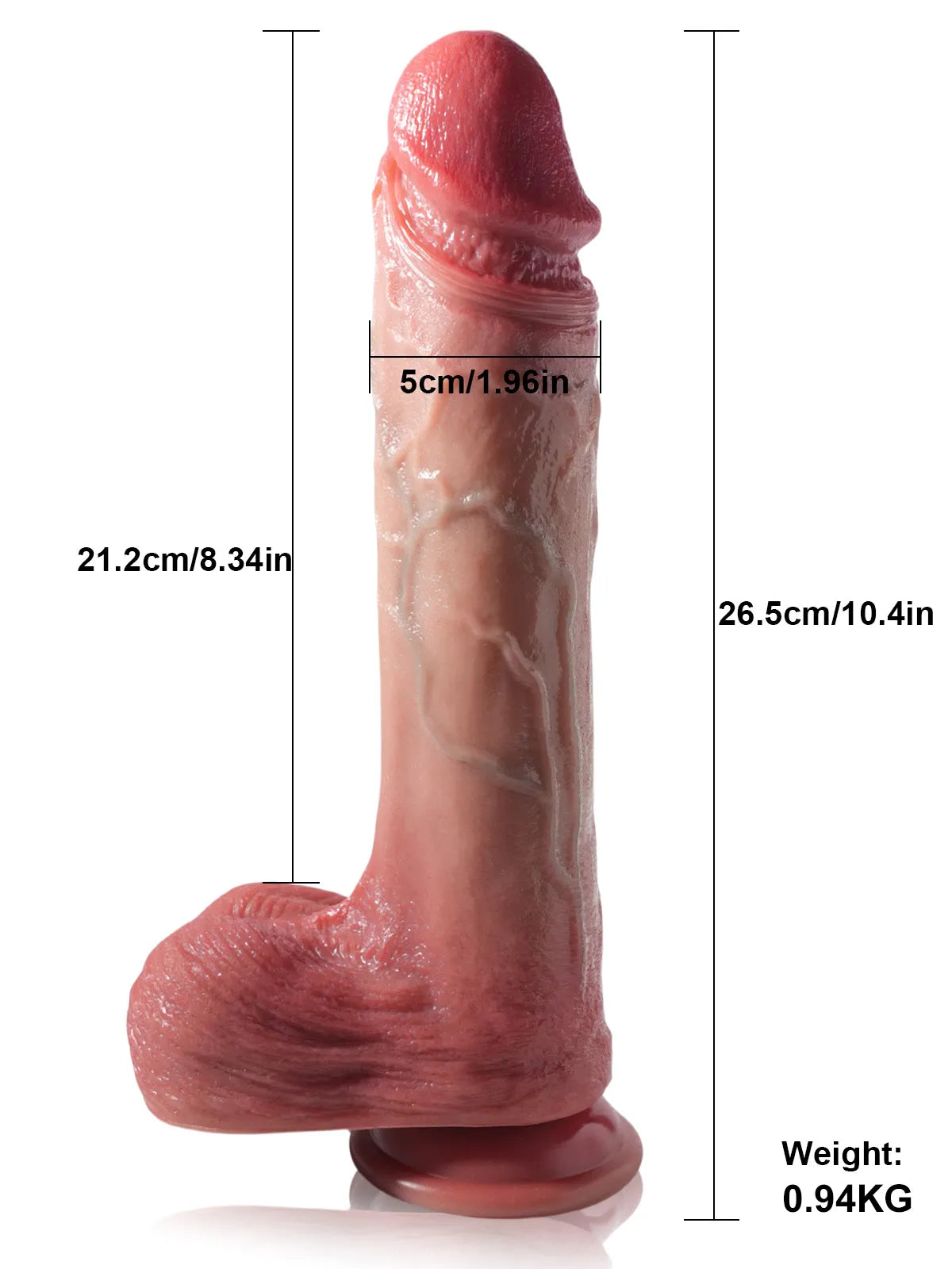 Adrian - Dikke Stotende Vibrerende Dildo met 7 Stuwmodi en 3 Vibratiemodi - 26,5 cm