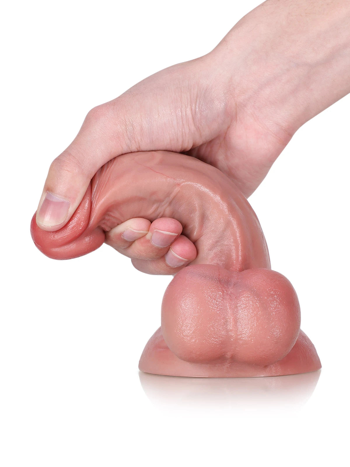 Beacher - Kleine Realistische Dildo met Gedetailleerde Textuur en Opgezwollen Testikels - 17 cm