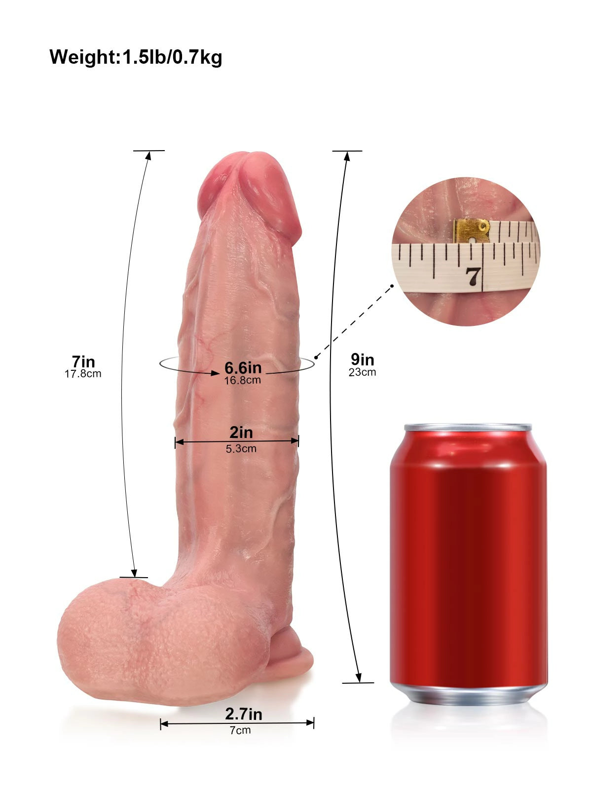 Blake - Realistische Getextureerde Dildo met Uitgesproken Dorsale Richel en Zuignap - 23 cm
