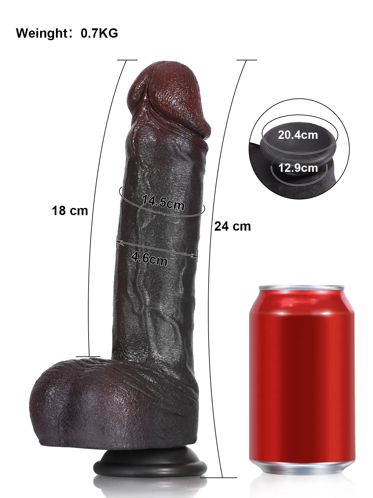 Brandon - Zwarte Realistische Dildo met Zachte Huid en Beweegbare Ballen - 24 cm