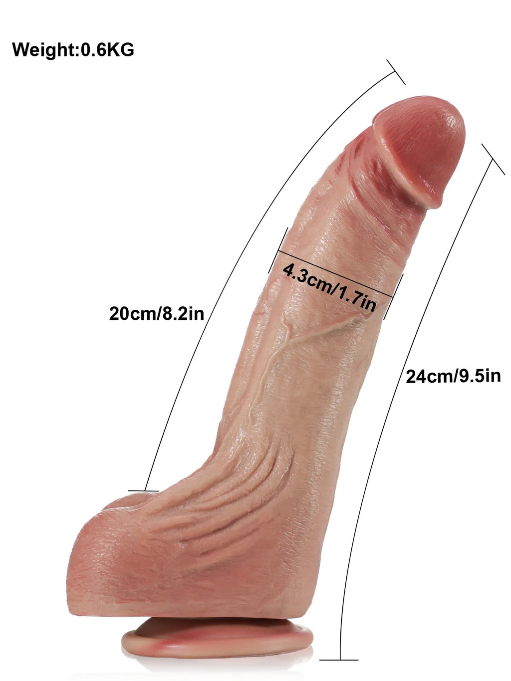 Cameron - Realistische Dildo met Geaderde Schacht en Gerimpelde Ballen - 23,8 cm