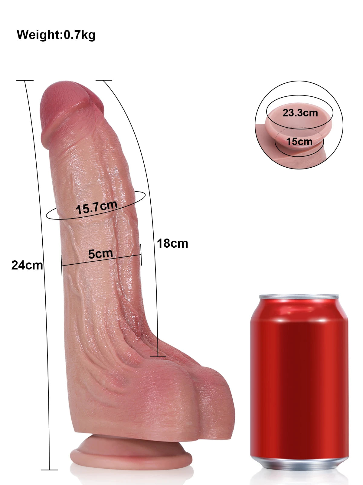 Cameron - Realistische Gebogen Dildo met Geaderde Schacht en Realistische Ballen - 24 cm