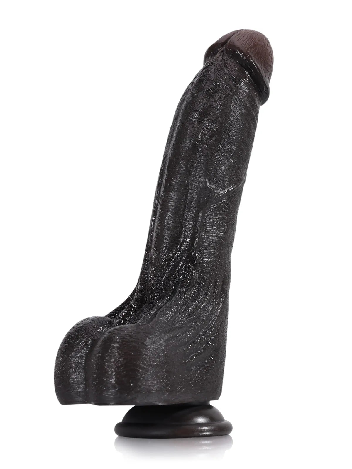Cameron - Gebogen Dildo met Geaderde Schacht en Gerimpelde Ballen - 24 cm