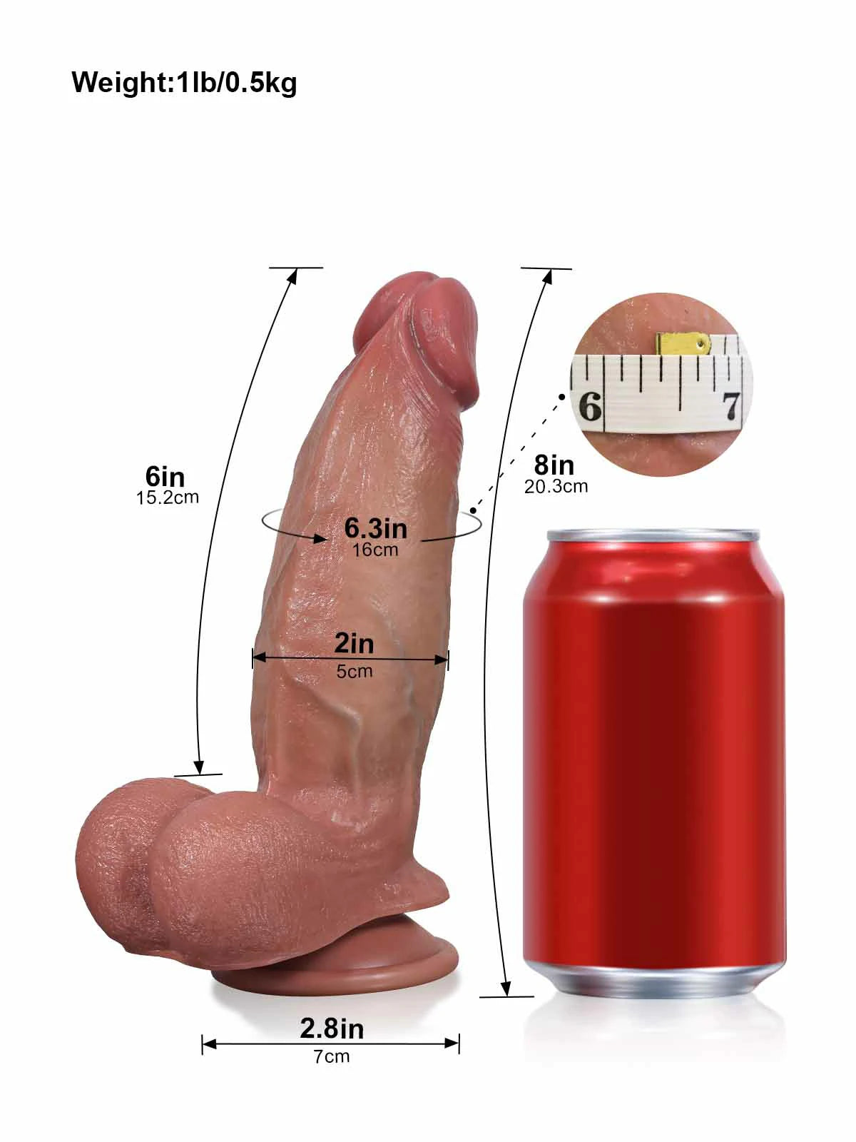 Cato - Realistische Sliding Skin Dildo Compact en Flexibel - 20,3 cm