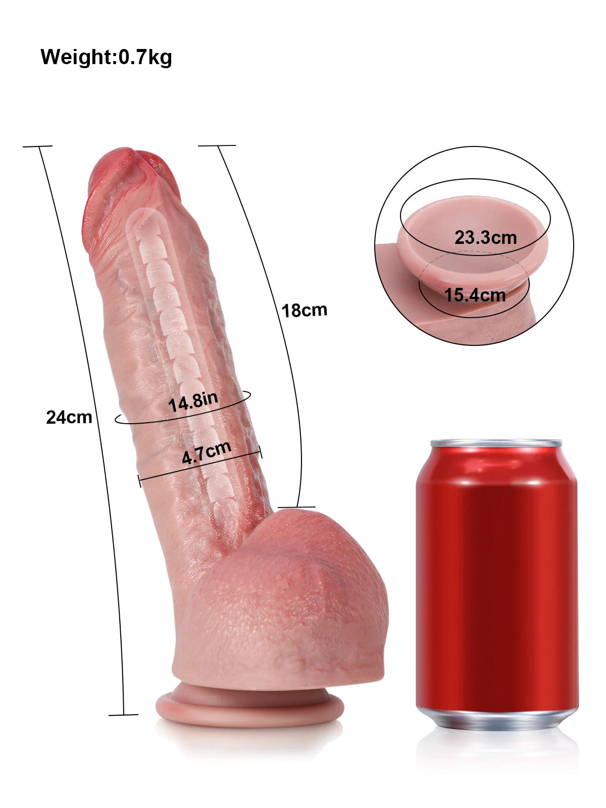 Charlie - Realistische Dildo met Flexibele Metalen Kern - 24 cm