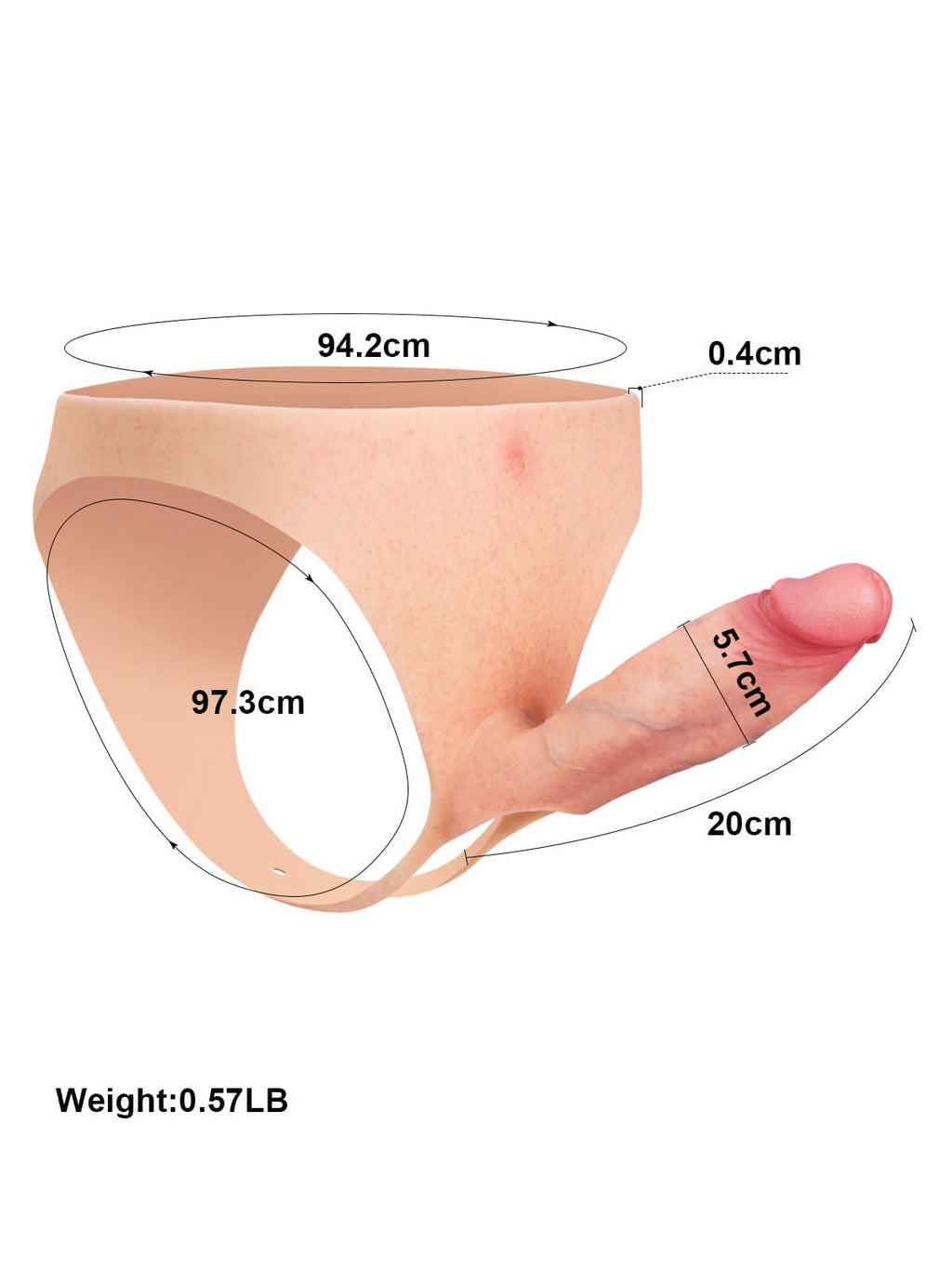 Daenerys - Draagbare Hollow Voorbind Dildo • Penisverlenging • ED Cock Sleeve - 20 cm