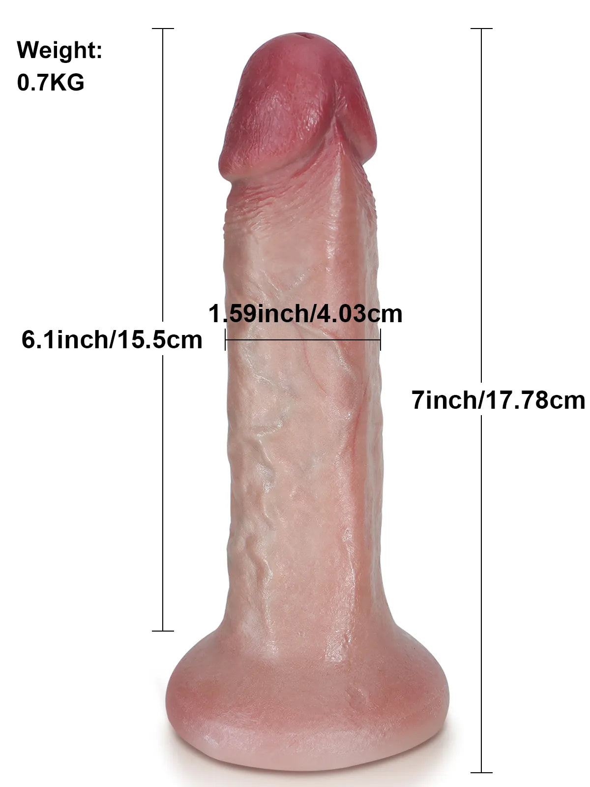 Dary - Zachte Flesh Dildo met Buigbare Schacht Zonder Ballen - 17,8 cm
