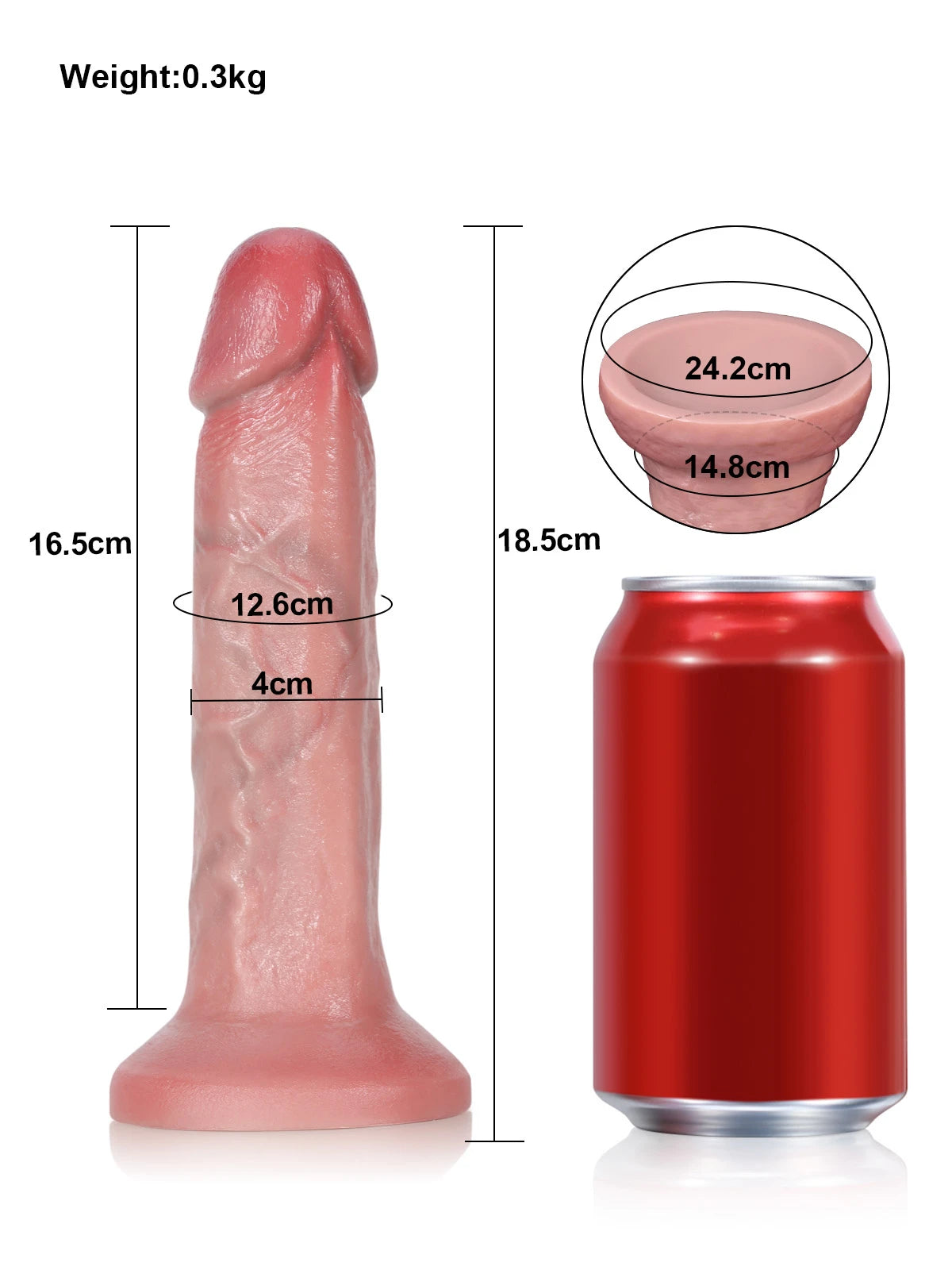 Dary - Zachte Flesh Dildo met Buigbare Schacht Zonder Ballen - 17,8 cm