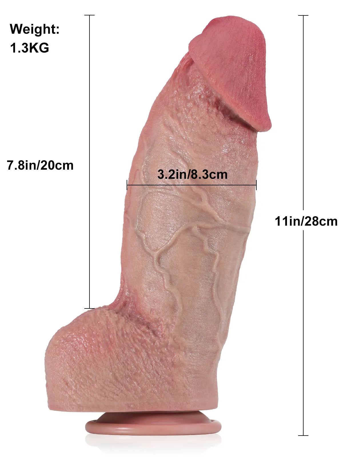Diego - Grote Dikke Realistische Dildo met Gedetailleerde Aderen - 28 cm