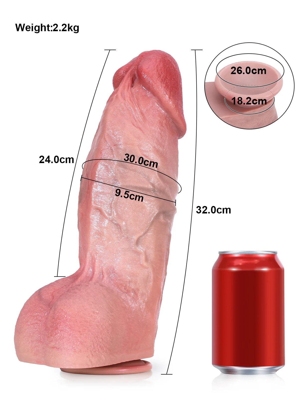 Diego - Grote Realistische Dildo met Dikke Schacht en Aderen - 27,5 of 32 cm