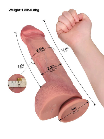 Elias - Grote Stotende Dildo met Brede Eikel en Dubbele Dichtheid - 27 cm
