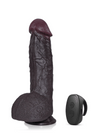 Elias - Zwarte Stotende Dildo met Vibratie, Verwarming en Brede Eikel - 27 cm