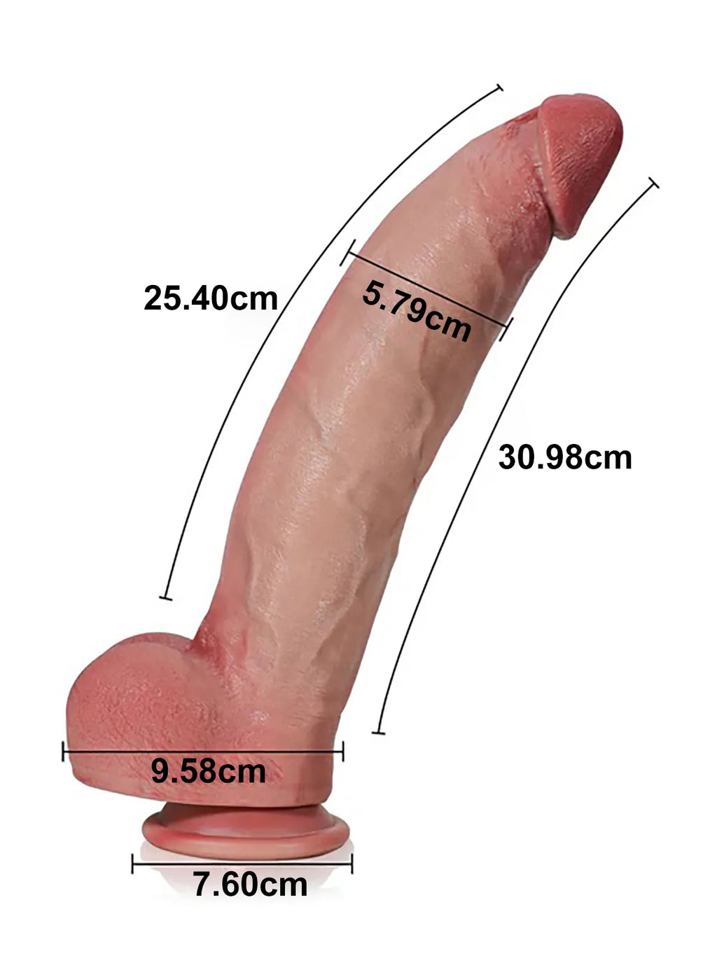 Farid - Zwarte Dikke Dildo met Buigbare Metalen Kiel - 30,5 cm