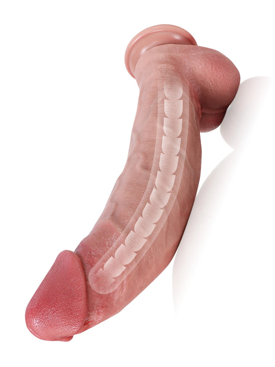 Farid - Dikke Grote Zachte Dildo met Buigbare Metalen Kiel - 31 cm