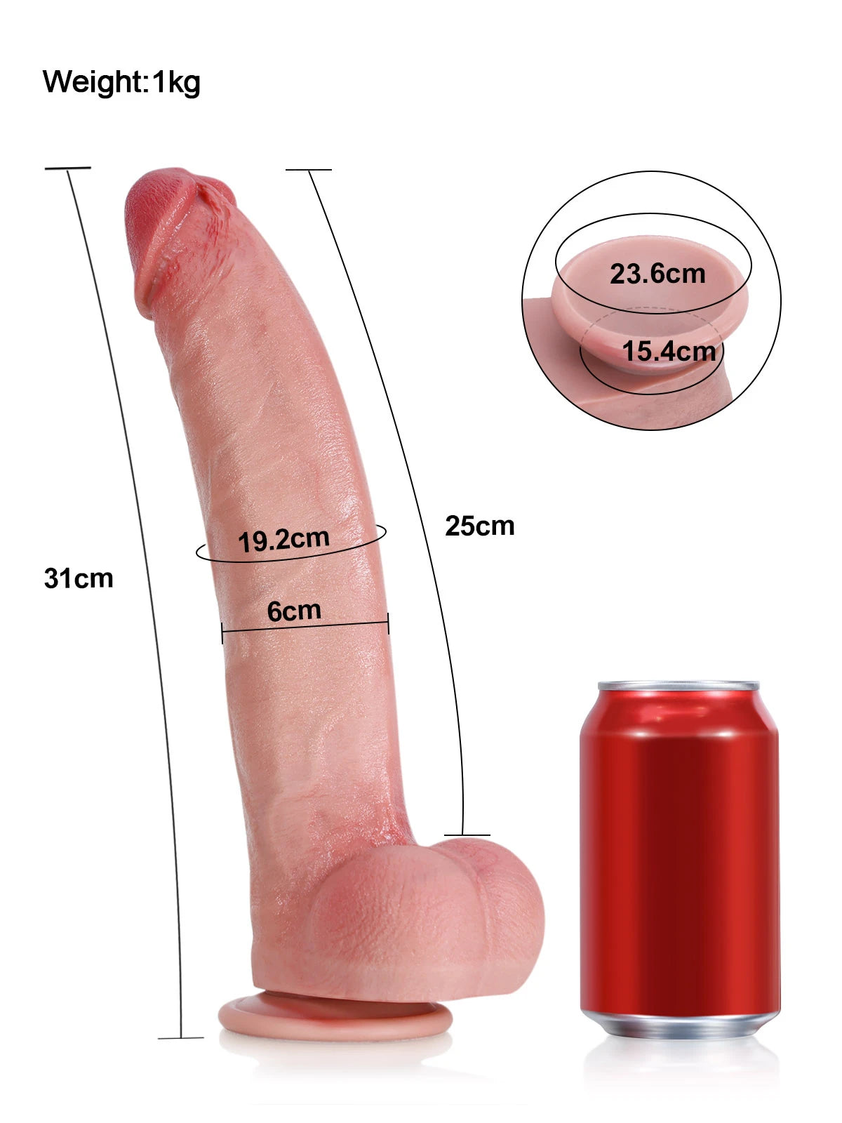 Farid - Dikke Grote Zachte Dildo met Buigbare Metalen Kiel - 31 cm