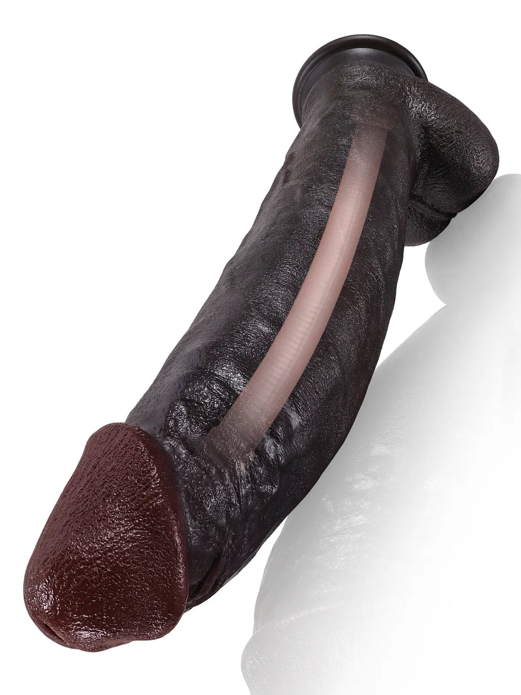 Farid - Zwarte Dikke Dildo met Buigbare Metalen Kiel - 30,5 cm