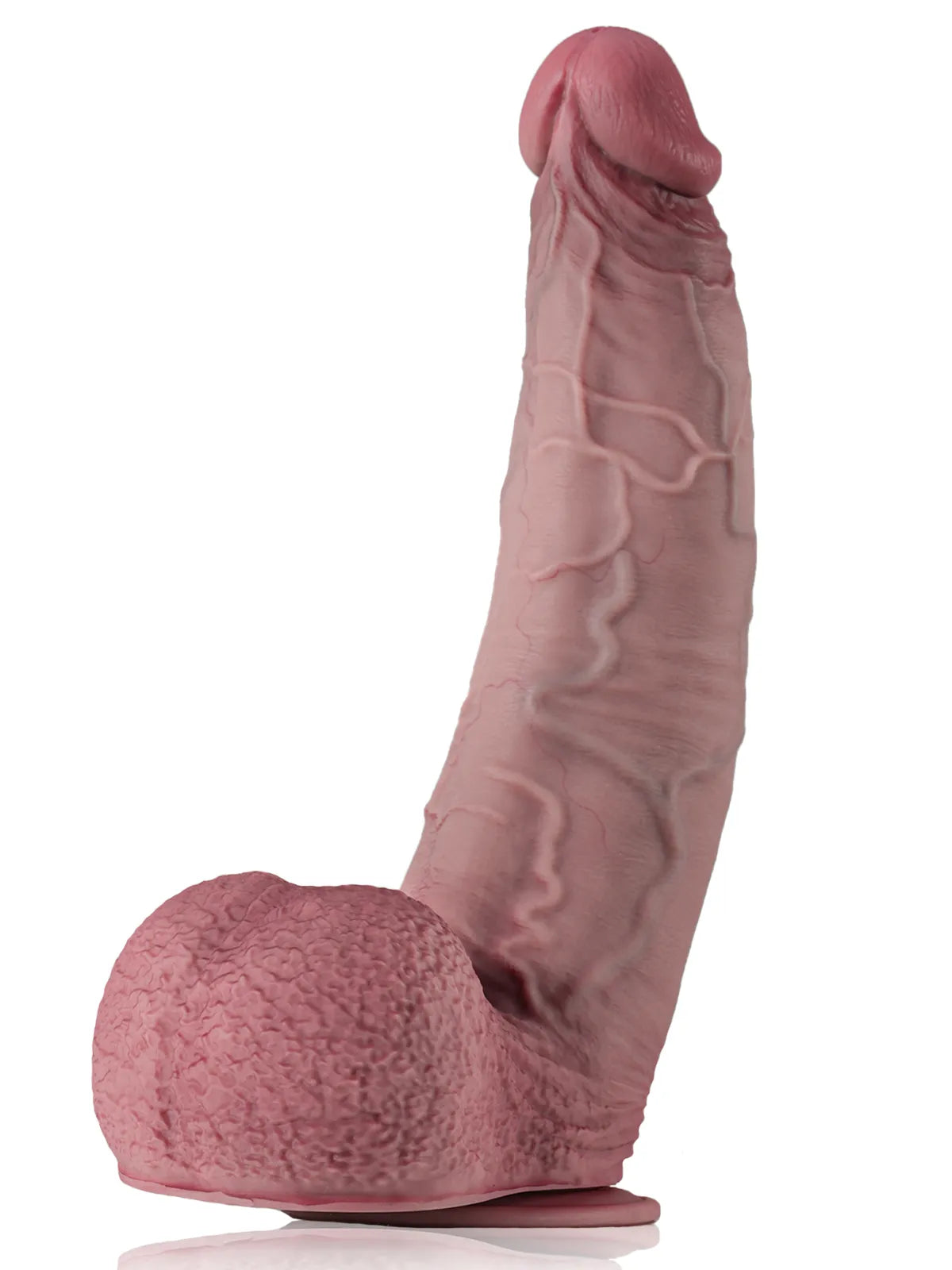 Galaxy - Gigantische Dikke Gebogen Dildo met Opgezette Aderige Ballen - 40,5 cm
