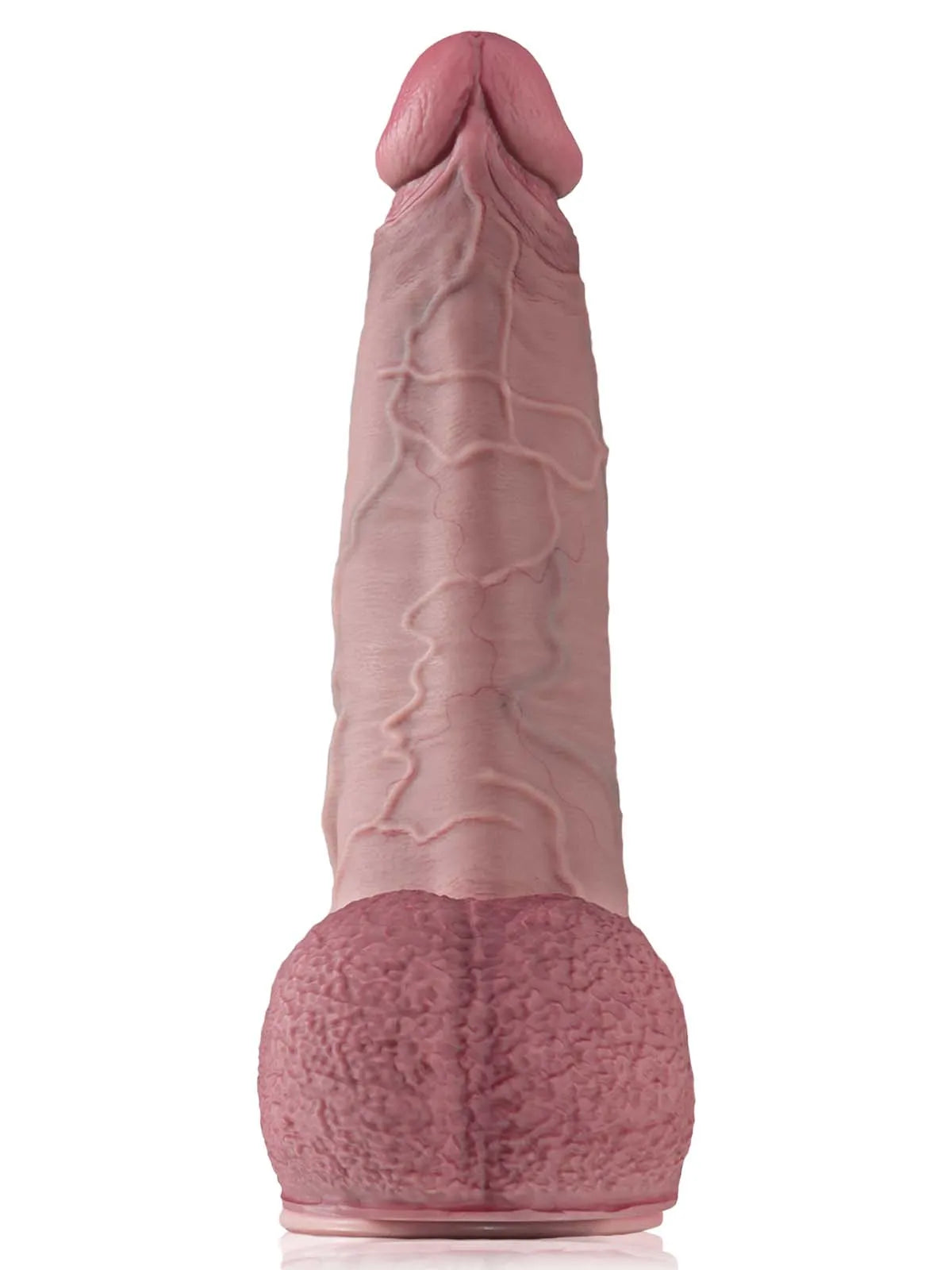 Galaxy - Gigantische Dikke Gebogen Dildo met Opgezette Aderige Ballen - 40,5 cm