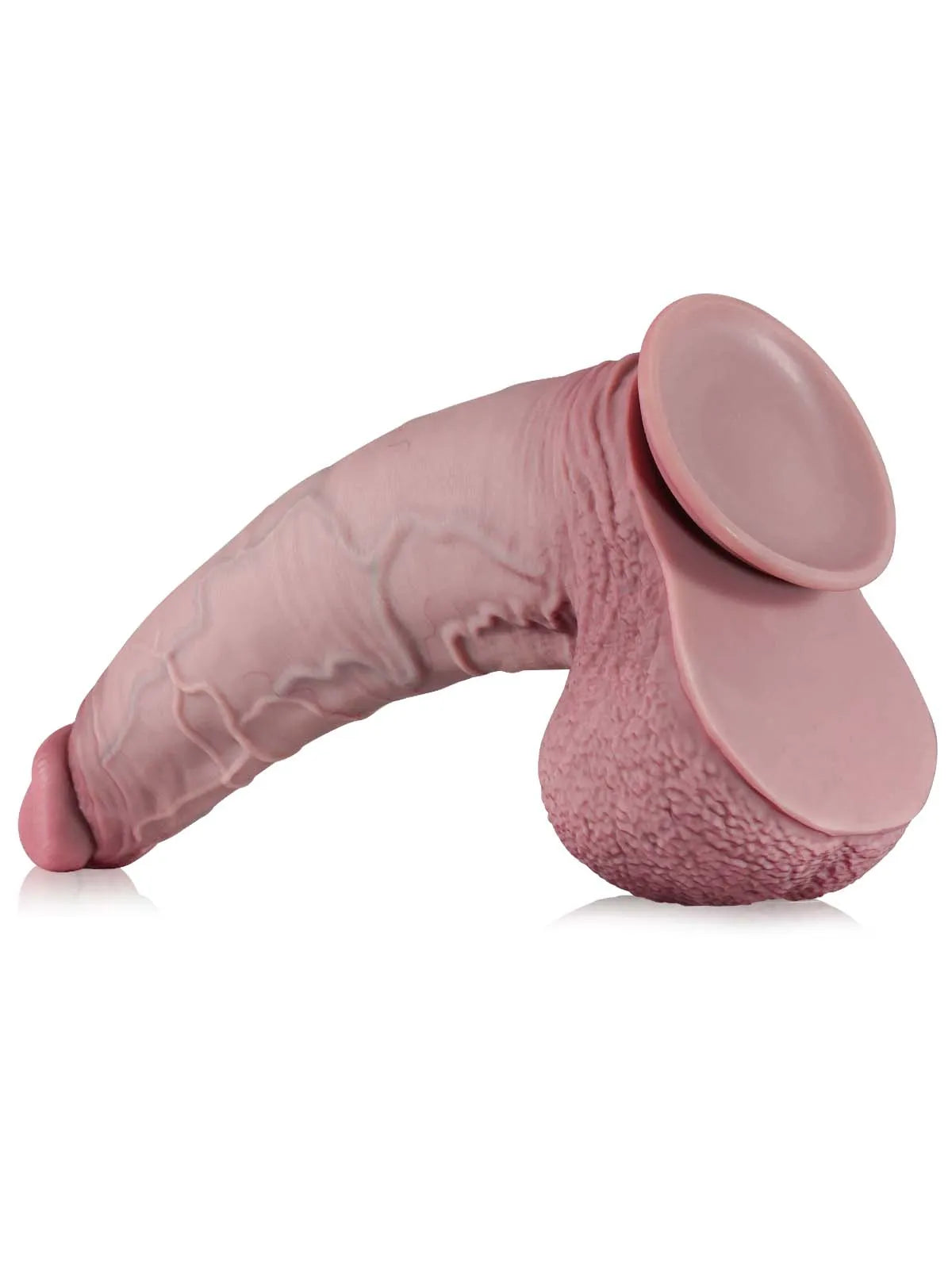 Galaxy - Gigantische Dikke Gebogen Dildo met Opgezette Aderige Ballen - 40,5 cm