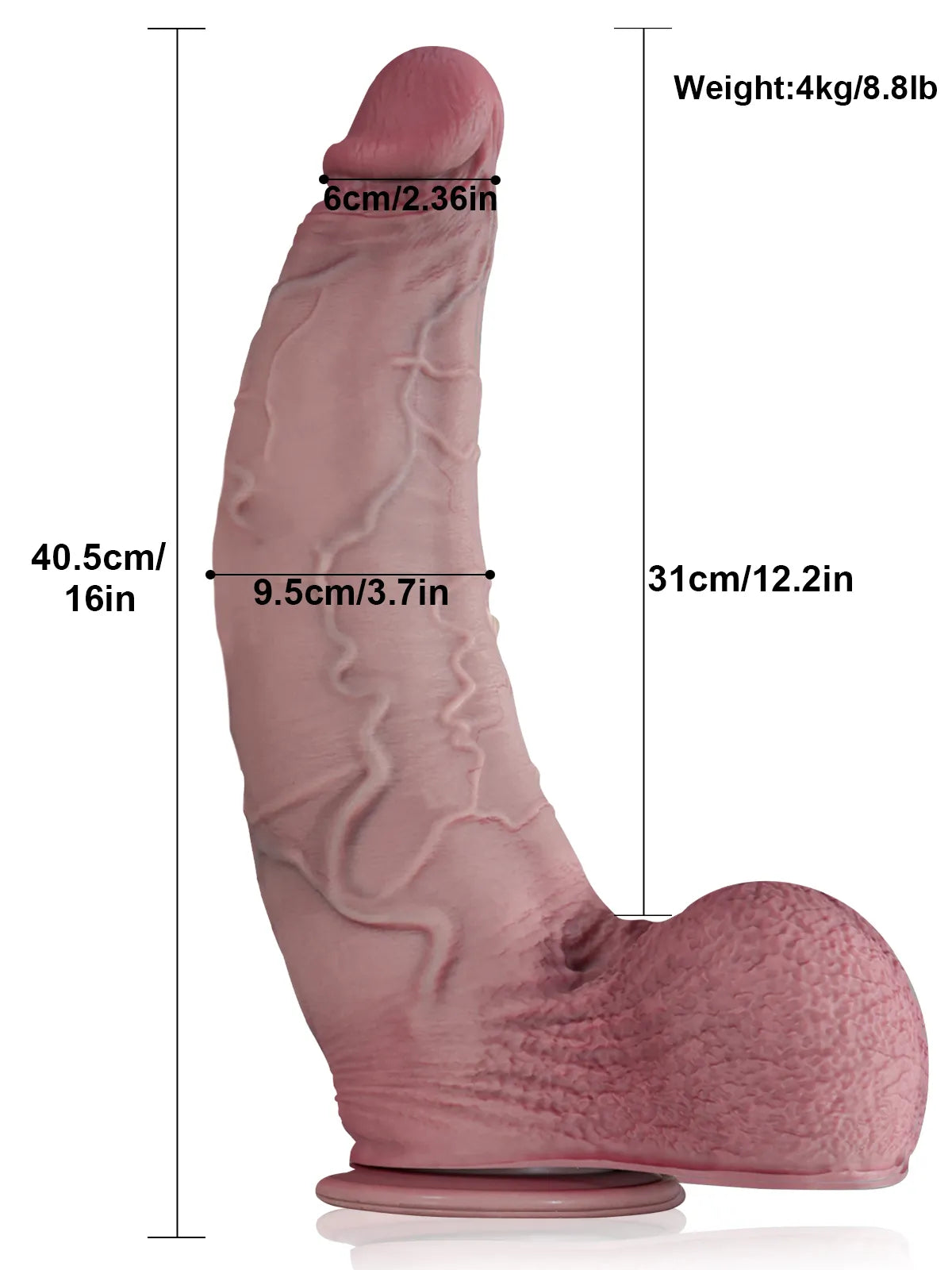 Galaxy - Gigantische Dikke Gebogen Dildo met Opgezette Aderige Ballen - 40,5 cm