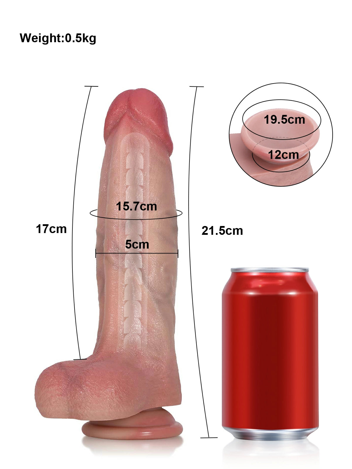 Gimli - Realistische Dildo met Uitgesproken Eikelrand en Buigbare Metalen Kern - 21,5 cm