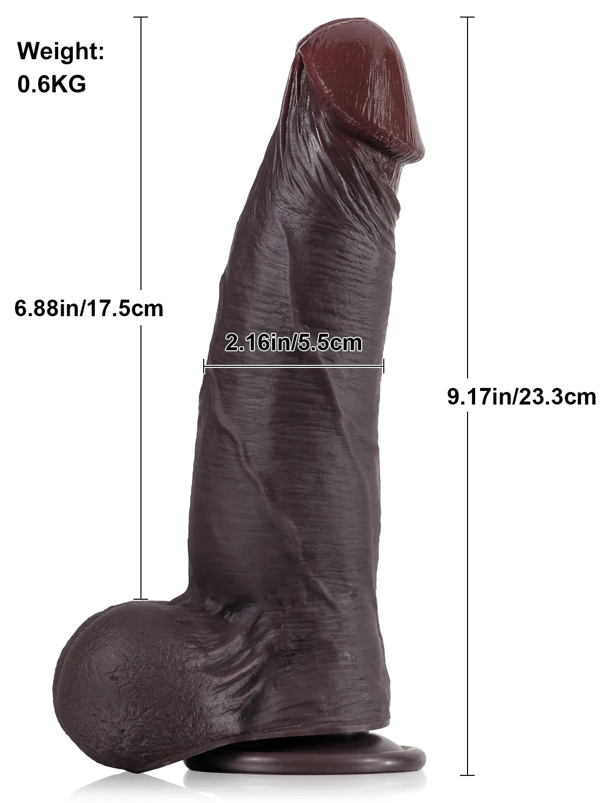Gladiator - Dikke Dildo met Glijdende Huid en Beweegbare Ballen - 23,3 cm