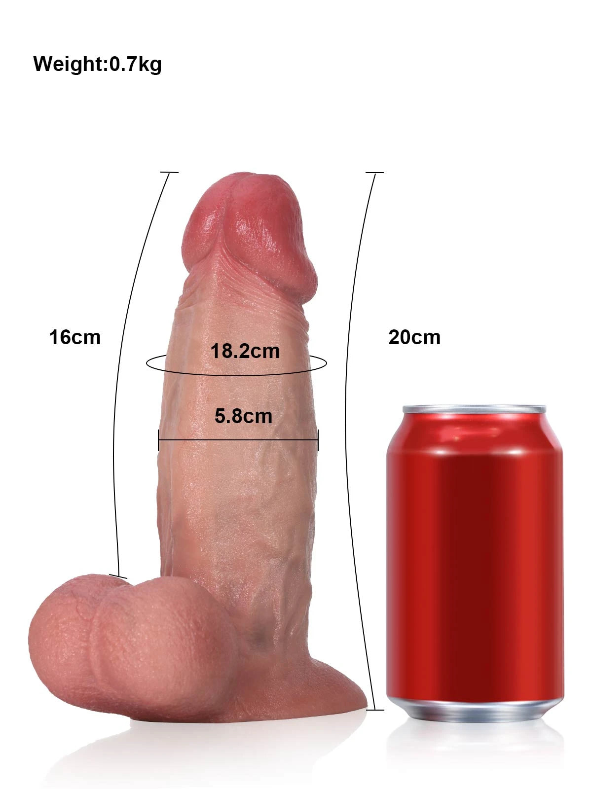 Greg - Realistische Dildo met Uitgesproken Aderstructuur, Vac-U-Lock en Zuignap - 20 cm