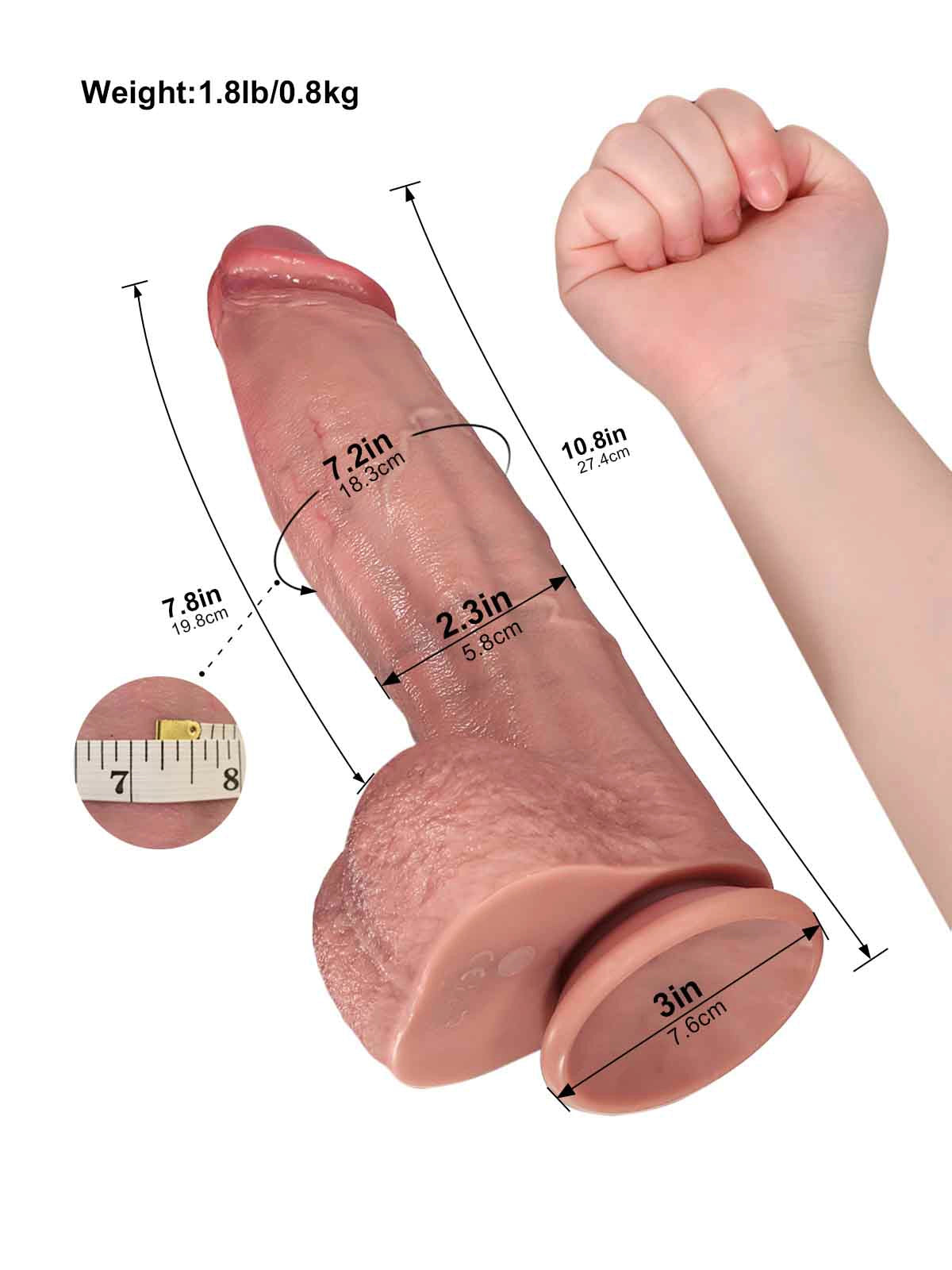Henry - Levensechte Stotende Dildo met Verwarming en Zuignap - 27,4 cm